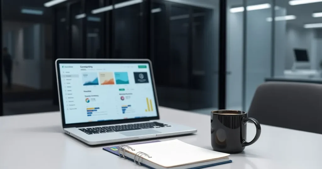 Laptop dashboard on a desk in a modern office — AI automation Calgary for local firms