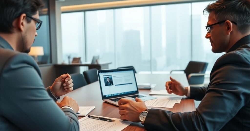 Two executives reviewing a contract in a Calgary office — AI automation Calgary trust and vendor due diligence